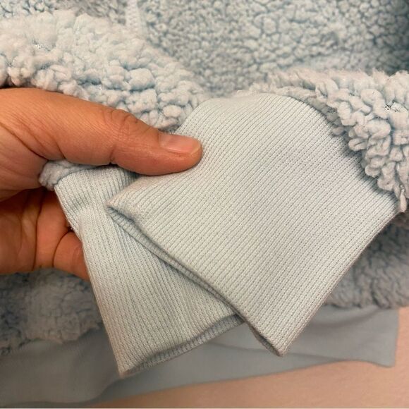 Z by Zella light blue faux Sherpa shearling Aura teddy full zip hoodie jacket -M - Picture 4 of 10